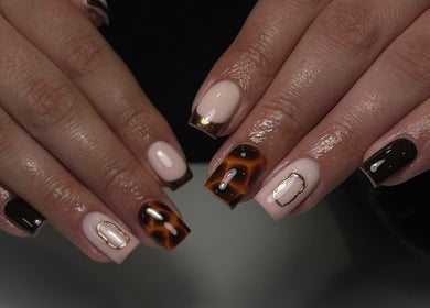 Stylish brown and nude nail art at ByKayla.Sb, Blackpool, England, GB.