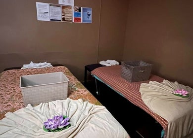 Peaceful massage room at Mystyle Thai Massages, Brisbane City, Queensland, AU. Perfect for relaxation.
