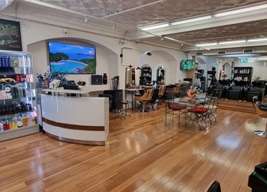 Interior of L'Etoile Elite salon showcasing modern decor and products in Sydney, New South Wales, AU.