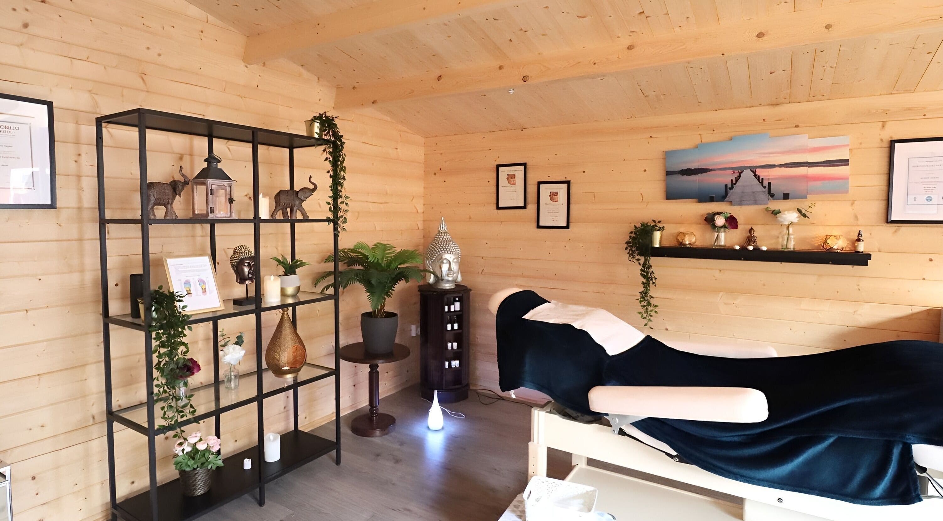 The Relaxation Hub therapy room in Dublin 4, IE featuring a massage bed and calming decor.