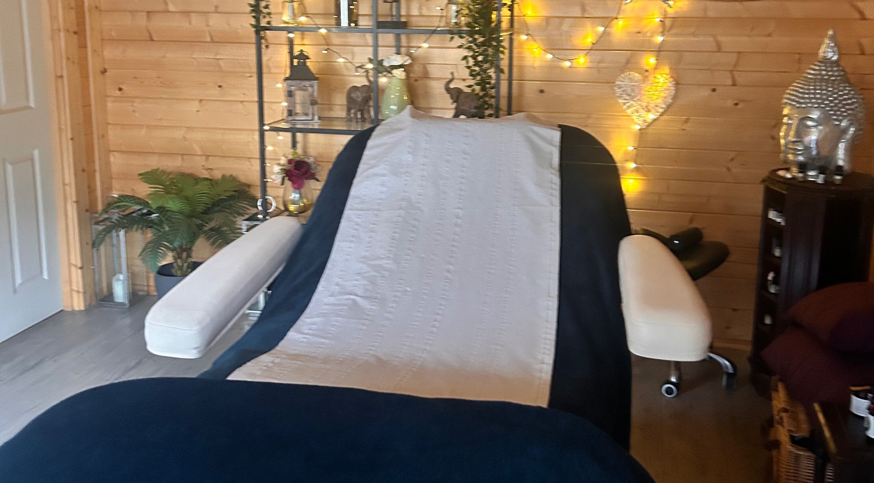 Cozy relaxation area at The Relaxation Hub, Dublin, Dublin 4, IE, with a massage chair and serene decor.