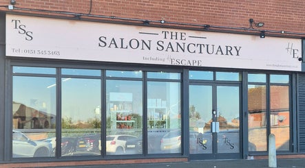 The Salon Sanctuary entrance with glass doors and signage in Liverpool, England, GB.