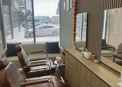 Inviting seating area at OG Lashes Deer Park, Melbourne, Victoria, AU with modern chairs and decor.