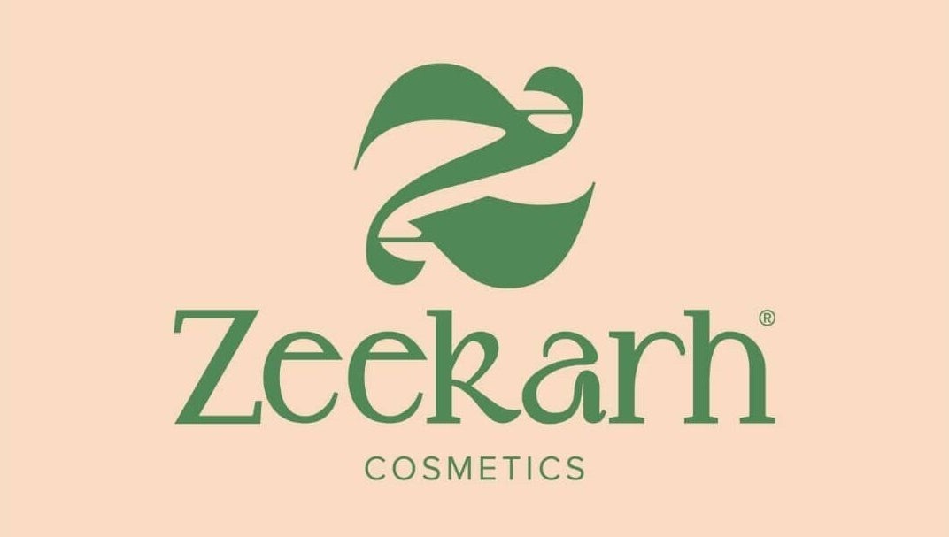 Zeekarh Cosmetics logo with green leaves, Leeds, England, GB.