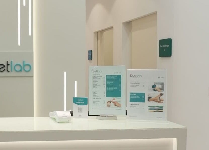 Reception at Feetlab Podiatry L.L.C - Dubai Hills Mall, elegant decor, Dubai, AE.