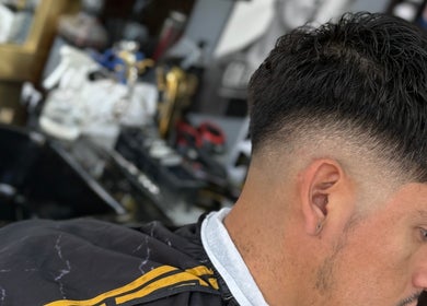 Close-up of a fresh fade haircut at Epic barber Woking, Woking, England, GB showcasing expert styling.