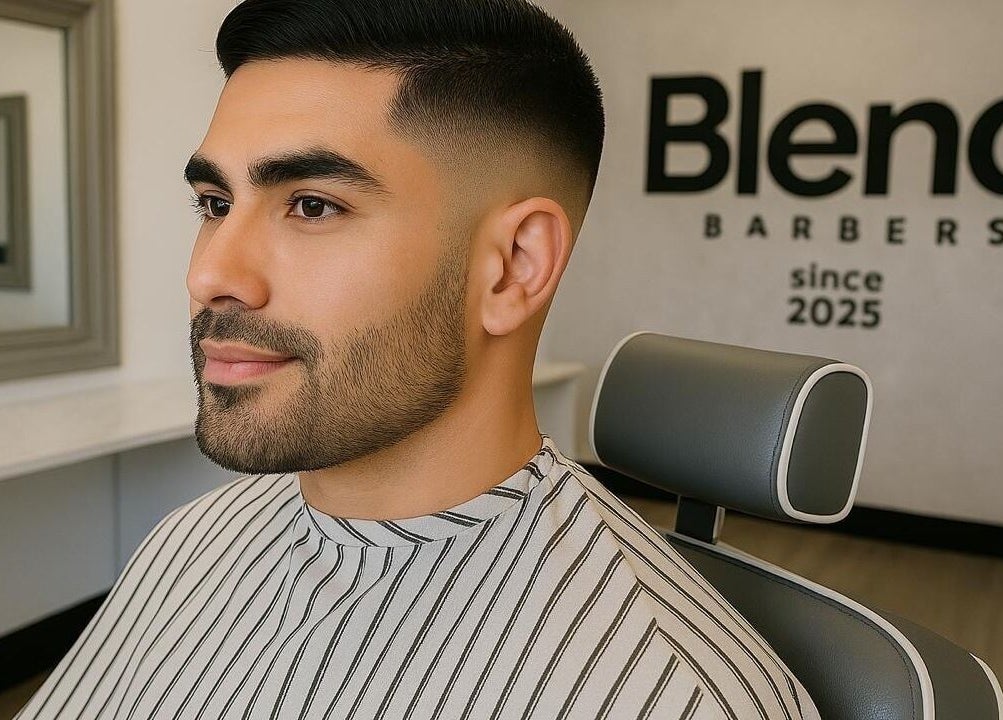 Stylish haircut at Blend Barbers, Langdon Hills, England, GB.