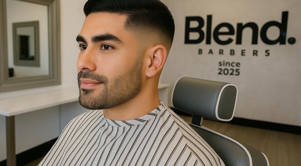 Stylish haircut at Blend Barbers, Langdon Hills, England, GB.