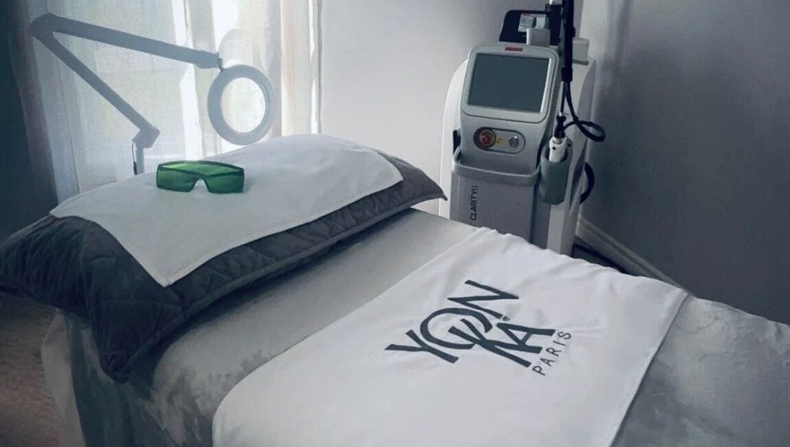 Modern laser treatment setup at Miss Marie’s, Brooklyn, Nova Scotia, CA with YonKa branded equipment.