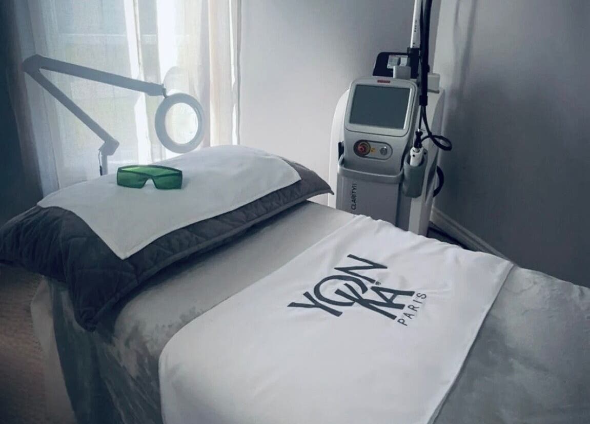 Modern laser treatment setup at Miss Marie’s, Brooklyn, Nova Scotia, CA with YonKa branded equipment.