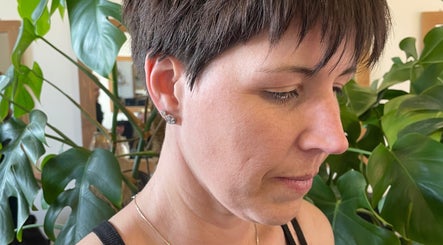 Client at Aaran Sutton Hair with styled short hair in Aberdeen, Scotland, GB.