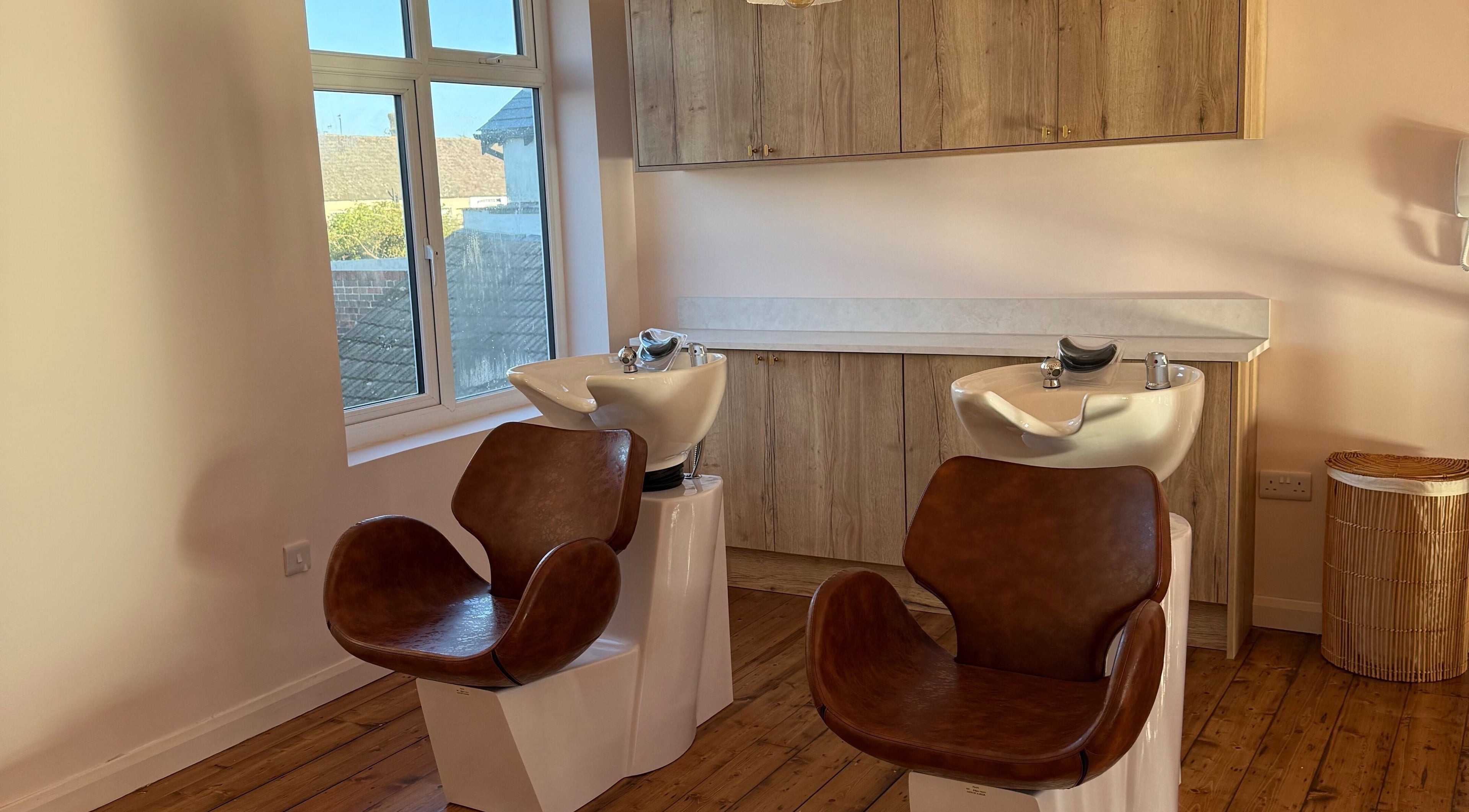 Stylish salon wash stations at Lauren Willett Bespoke Hair the Loft. By Westworks Collective in Bexhill, England, GB.