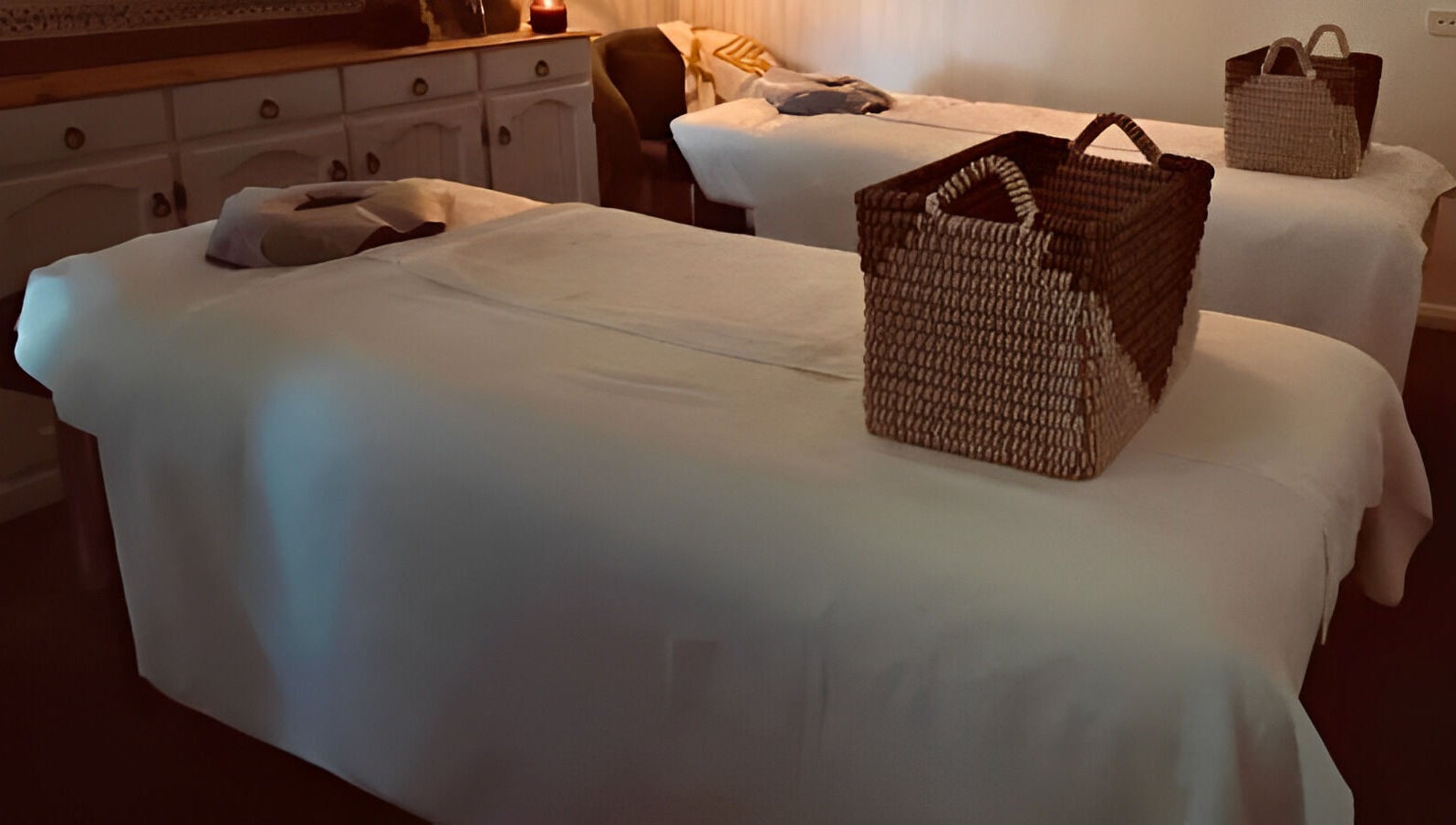 Massage tables at Black Swan Asian Massage Devonport, in a cozy ambiance, Devonport, Tasmania, AU.