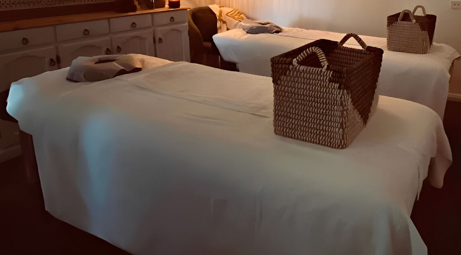 Massage tables at Black Swan Asian Massage Devonport, in a cozy ambiance, Devonport, Tasmania, AU.