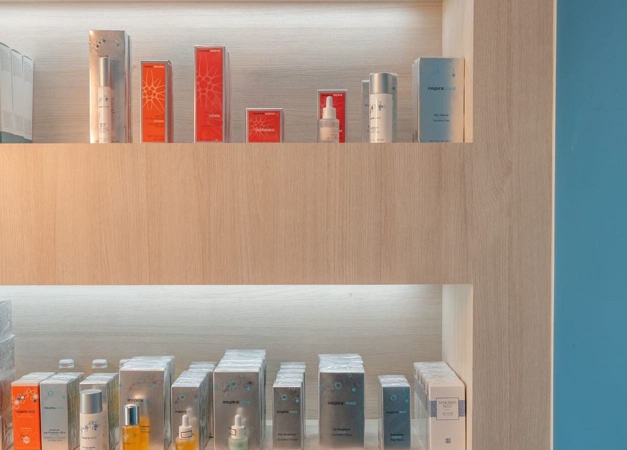 Elegant skincare product display at Skin K Solution Beauty, Singapore, Singapore, SG.