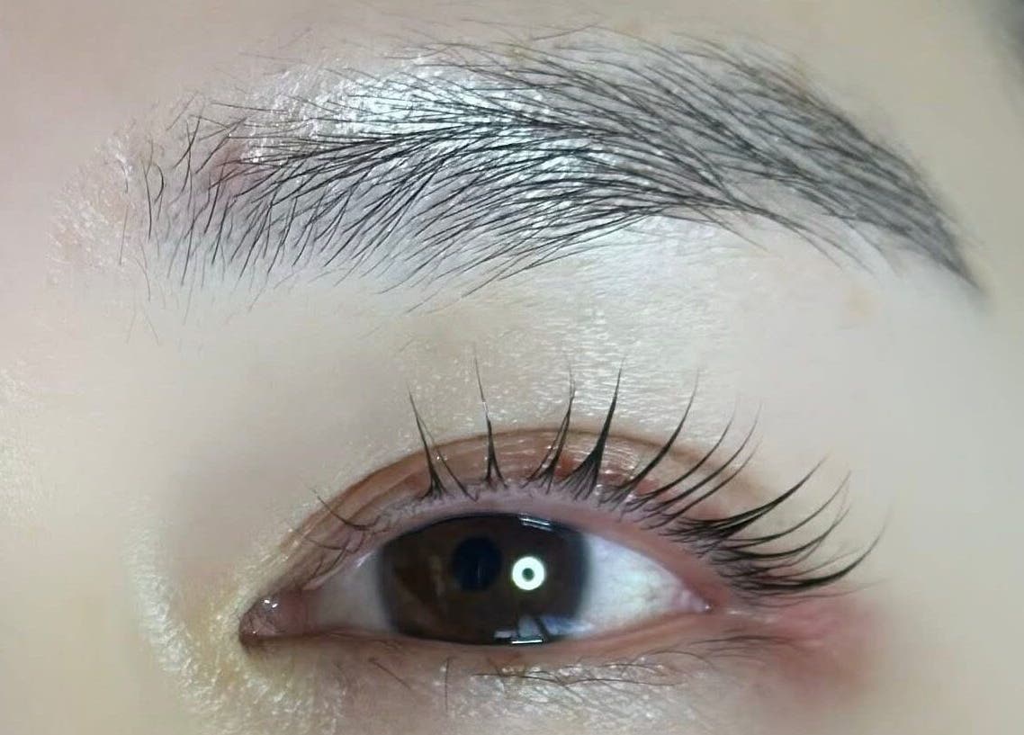 Close-up of expertly styled eyelashes at Nita Beauty, Melbourne, Victoria, AU.