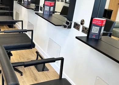 Modern salon styling stations at Defined Aesthetics & Beauty, Gamlingay, England, GB.