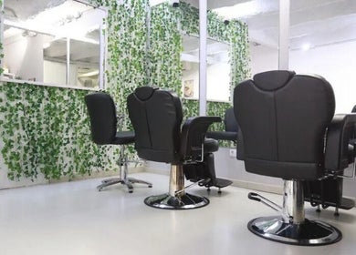 Interior verde y moderno de El 28 Curly Hair Salon Peluqueria Rizada en Barcelona, Catalunya, ES.