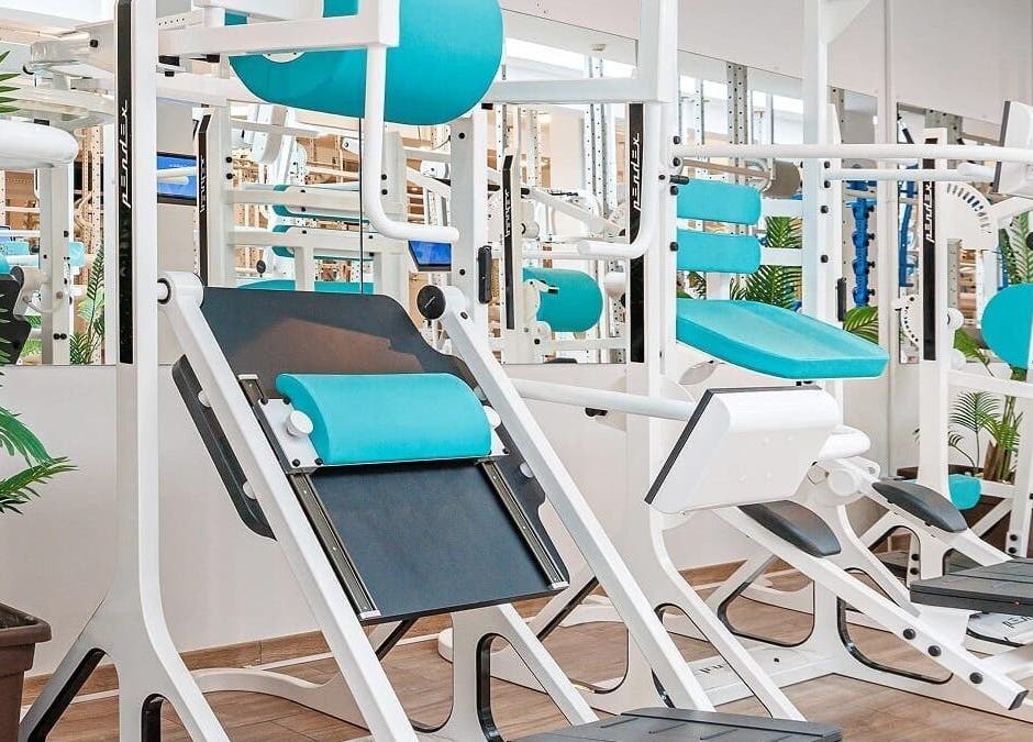 Modern gym equipment at Sierra Blanca Personal trainings studio in Marbella, Andalucía, ES with a vibrant setup.