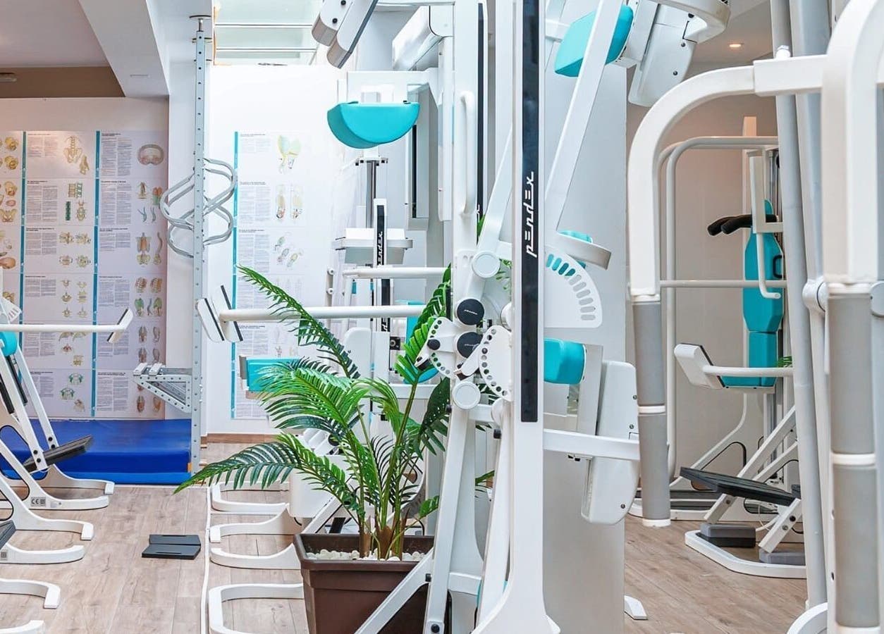 Modern gym equipment at Sierra Blanca Personal Trainings Studio, Marbella, Andalucía, ES, offering a tranquil workout space.