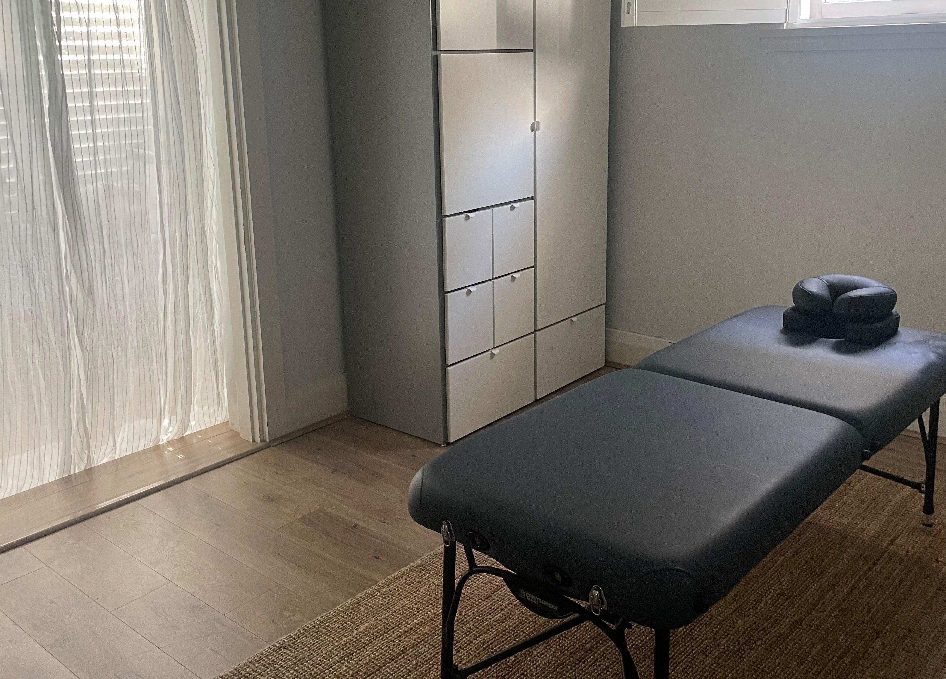 Tranquil massage room at Blaise Bowling Massage, Bellevue Hill, New South Wales, AU.