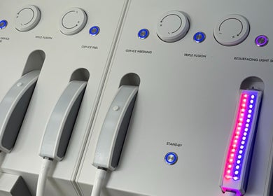 Advanced facial treatment devices at GLOWDEMIC in Old Town, Swindon, England, GB offer cutting-edge skincare solutions.