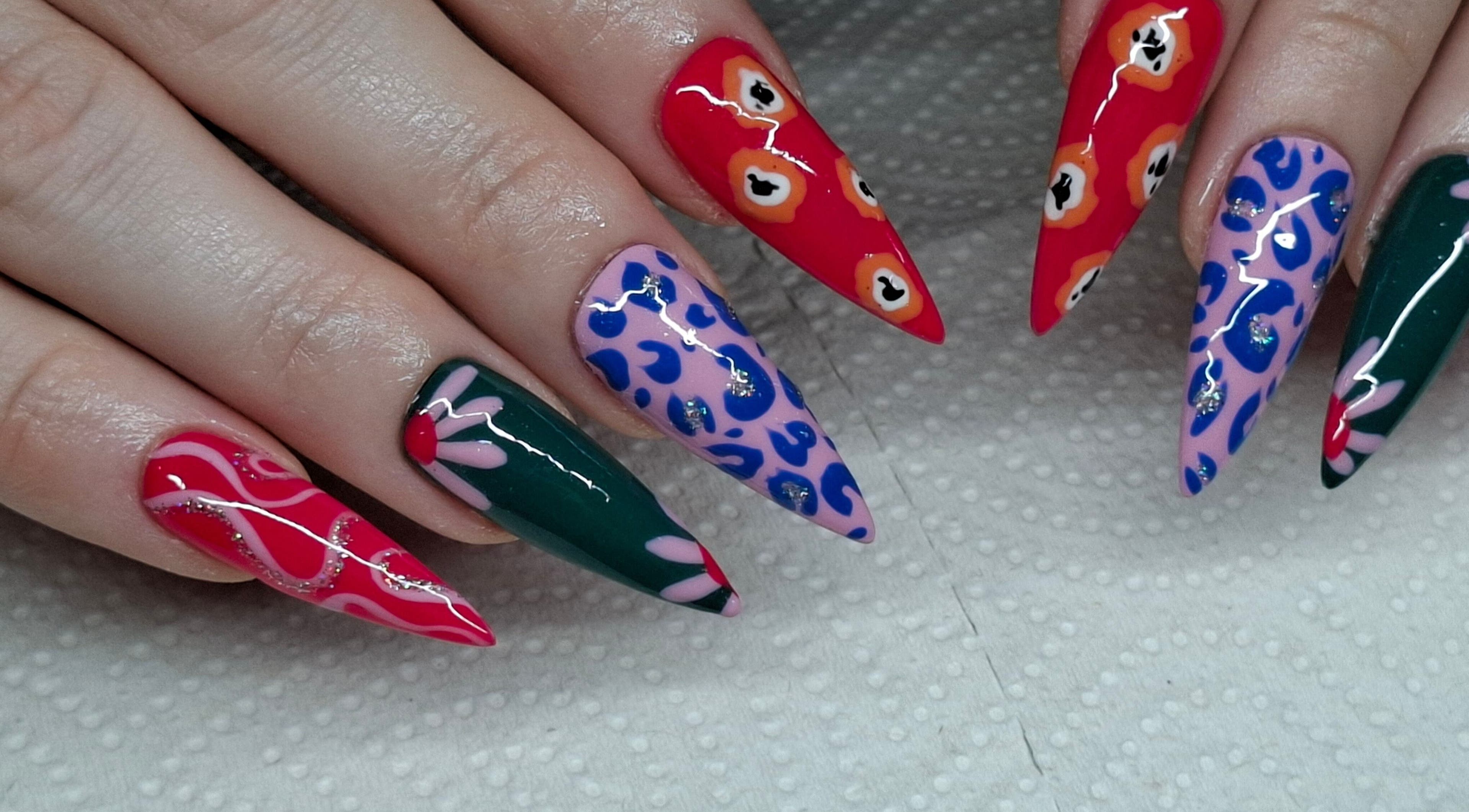 Vibrant nail art by Hypa Nails Au in Burpengary, Queensland, AU featuring bold patterns and colors.