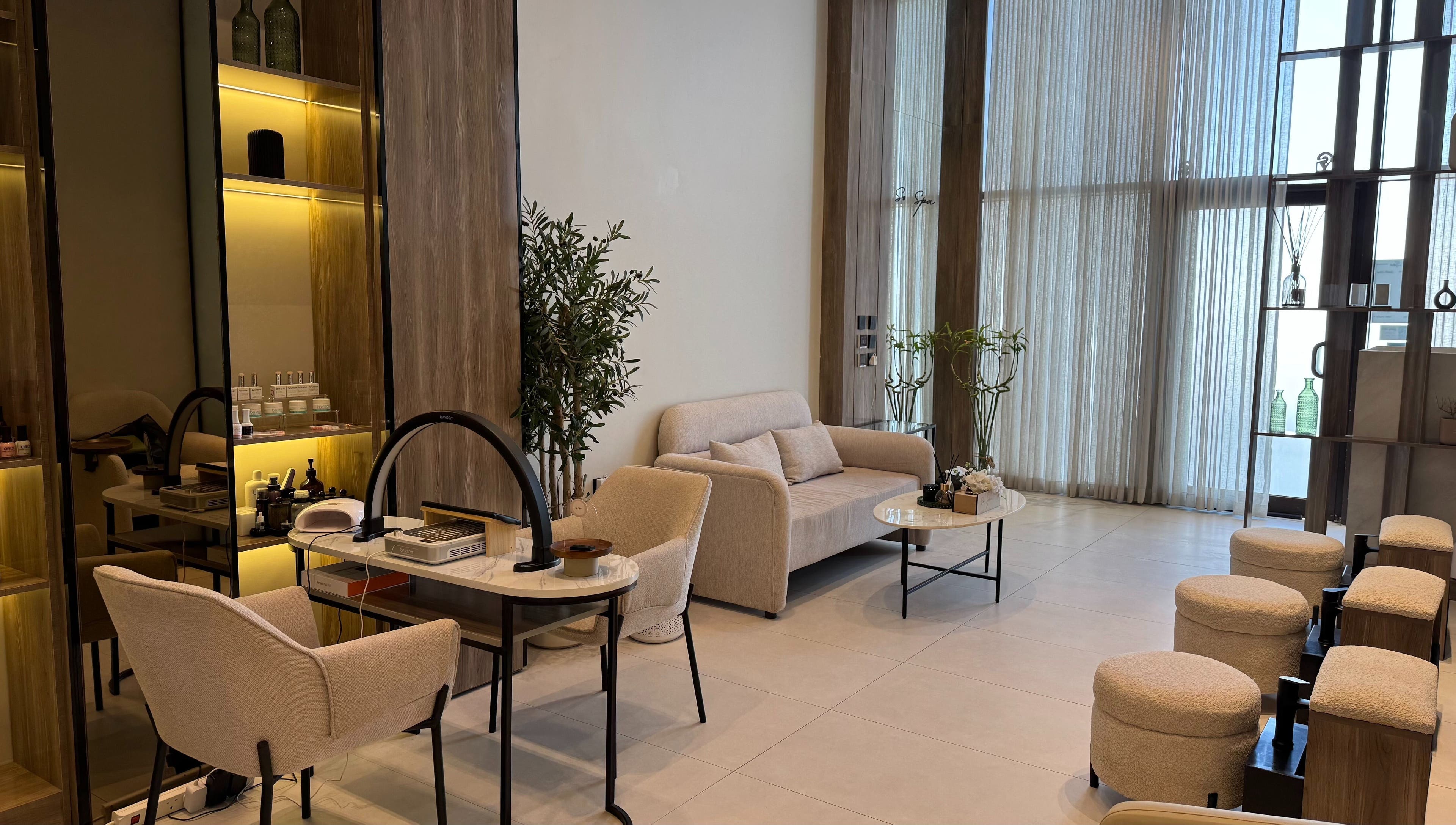 Luxurious seating area at So Spa, Riyadh, Riyadh Province, SA with modern decor and cozy ambiance.