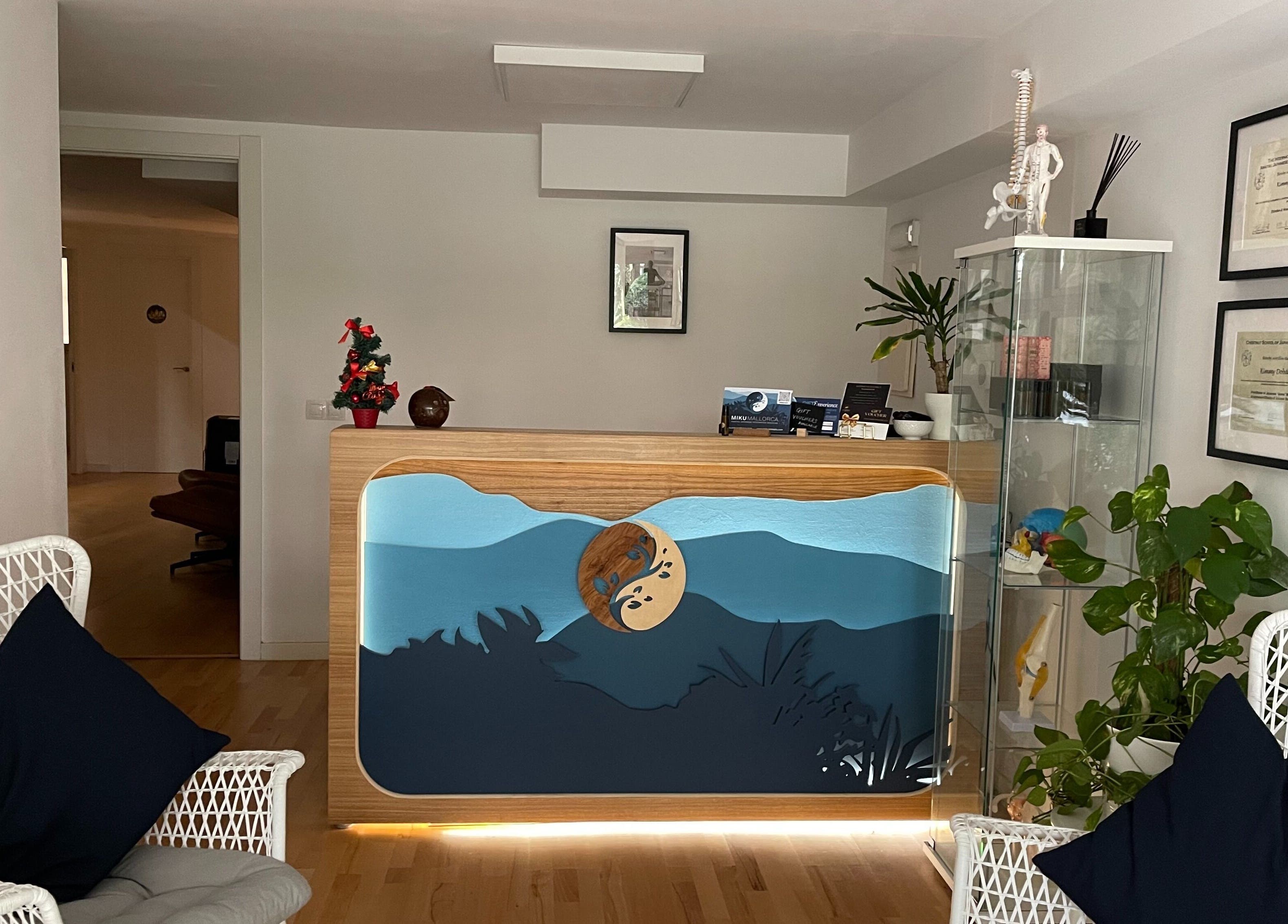 Reception area at Kobido Mallorca in Palma, Illes Balears, ES with seating and decorative details.