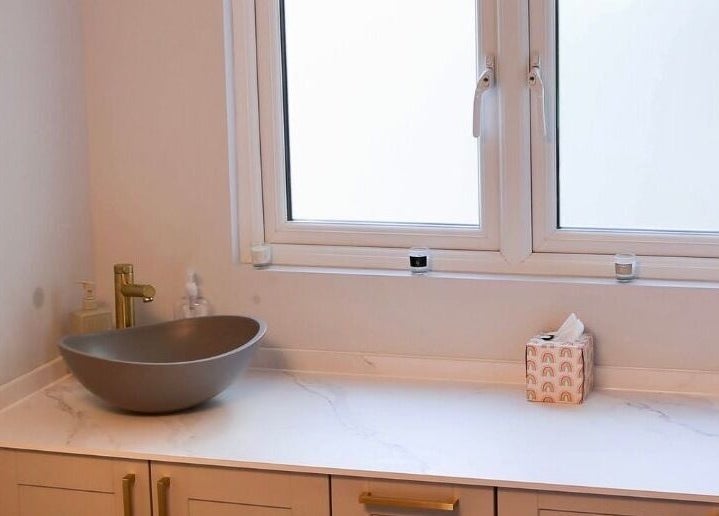 Modern washbasin at Revitalizetherapies, Carlton Colville, England, GB, enhancing a serene atmosphere.