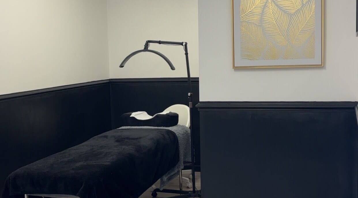 Luxurious treatment room at Graceful Glamour, Sunderland, England, GB with elegant decor and plush bedding.