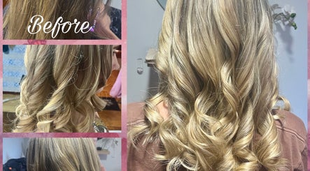 Hair transformation at Heavenly Hair, Dudley Park, Western Australia, AU. Before and after blonde curls.