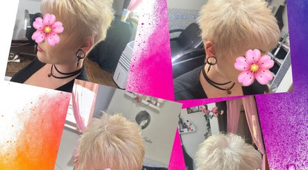 Stylish short blonde haircut at Heavenly Hair, Dudley Park, Western Australia, AU.