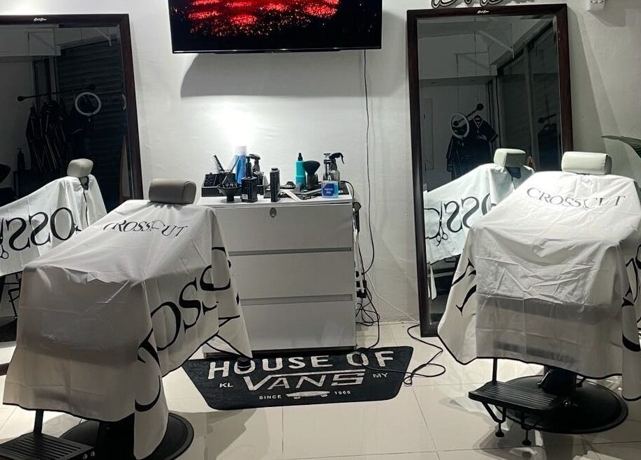 Modern barbershop chairs at CROSSCUT BARBERS, Kuala Lumpur, Wilayah Persekutuan Kuala Lumpur, MY.
