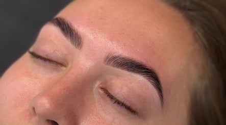 Close-up of expertly shaped eyebrows at Defined by Amy Jane, Altrincham, England, GB.