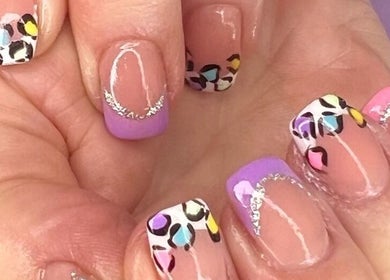 Lively nail art with multicolored patterns from Lady Nails in Taupō, Waikato, NZ.