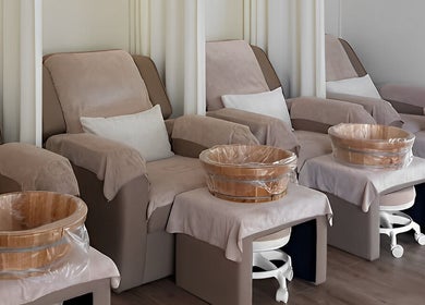 Relaxing pedicure chairs at Oaken, Singapore, Singapore, SG, offering premium wellness treatments.