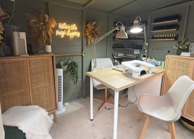 Cozy nail salon setup at Well Gel, Buckshaw Village, England, GB. Inviting and professional ambiance.
