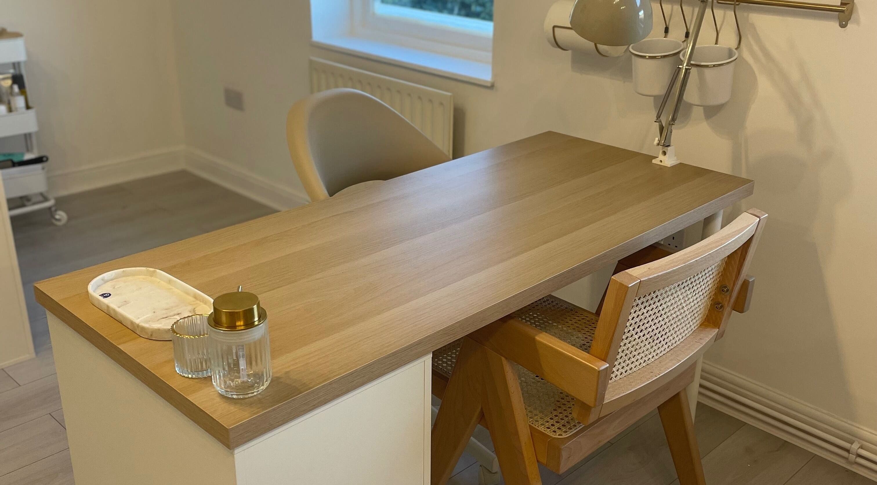 Elegant nail station at Pampa Nail Salon & Training Academy, Rotherham, England, GB, featuring a modern table setup.