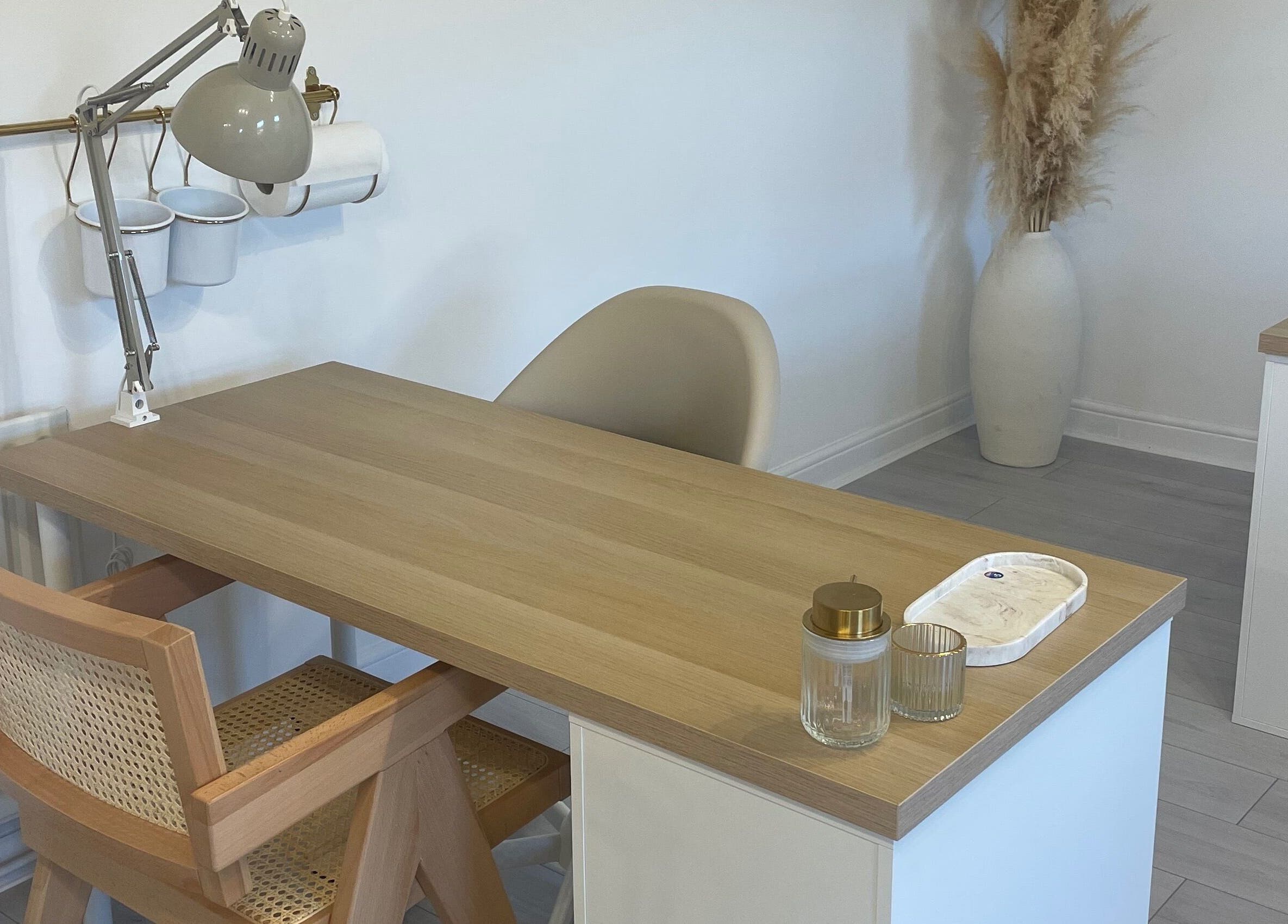 Cozy nail desk at Pampa Nail Salon & Training Academy, Rotherham, England, GB, with modern decor and lighting.