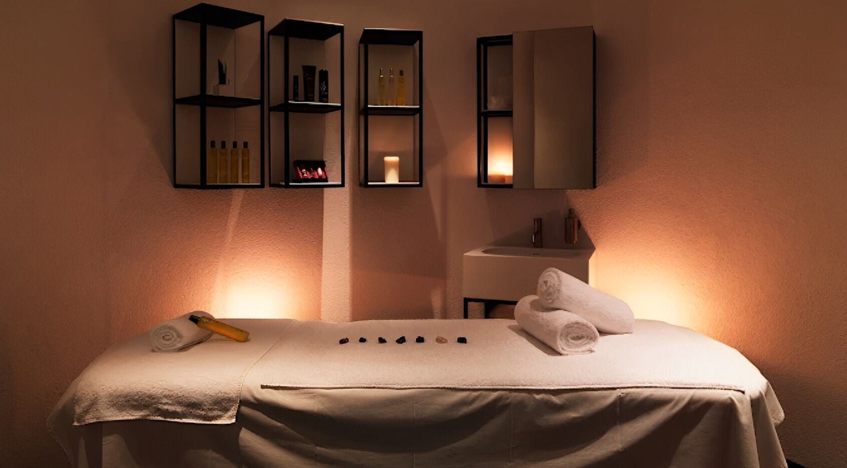 Calm therapy room at Sense Wellness Sofia, Sofia City Province, BG, with cozy lighting and massage table.