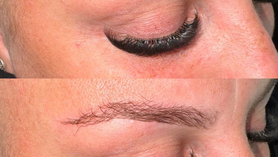 Detailed before and after eyelash extension at Lashesbymaine_ in Farnborough, England, GB.