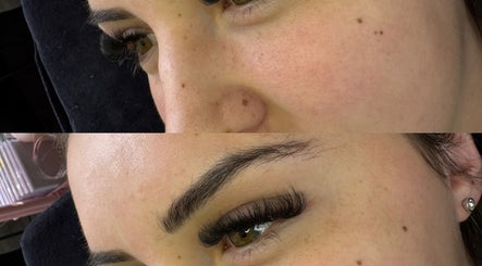 Close-up of eyelash extensions by Lashesbymaine_ in Farnborough, England, GB.