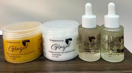 Skincare products at Glaze Beauty Studio, Lusaka, Lusaka Province, ZM. Includes scrubs and serums for radiant skin.
