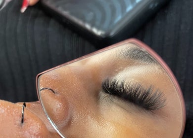 Close-up of elegant eyelash extensions at Glaze Beauty Studio in Lusaka, Lusaka Province, ZM.