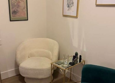 Elegant seating area at Donna Cherie Aesthetics, Santa Cruz, California, US.