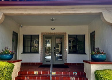 Inviting entrance of Donna Cherie Aesthetics in Santa Cruz, California, US with elegant decor.
