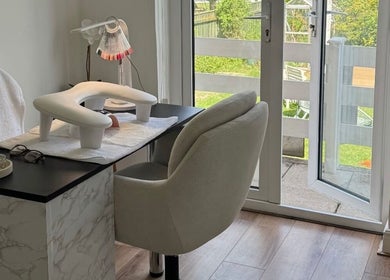Modern nail salon setup at Nails by Camila, Newton Aycliffe, England, GB with elegant decor and natural lighting.