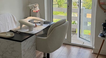 Modern nail salon setup at Nails by Camila, Newton Aycliffe, England, GB with elegant decor and natural lighting.