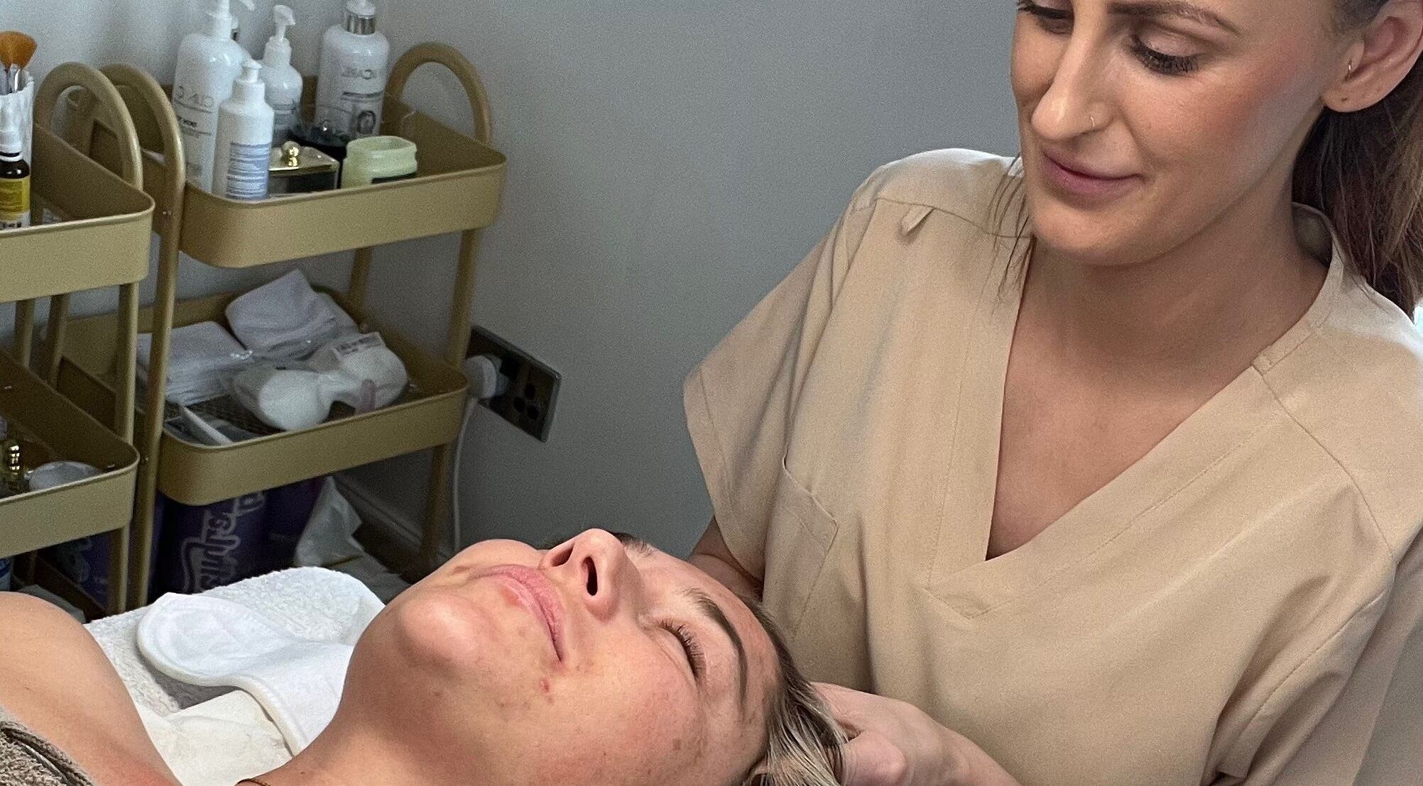 Professional facial treatment at Skin Luxe Studio, Fleur-de-lis, Wales. Experience ultimate relaxation and skincare.